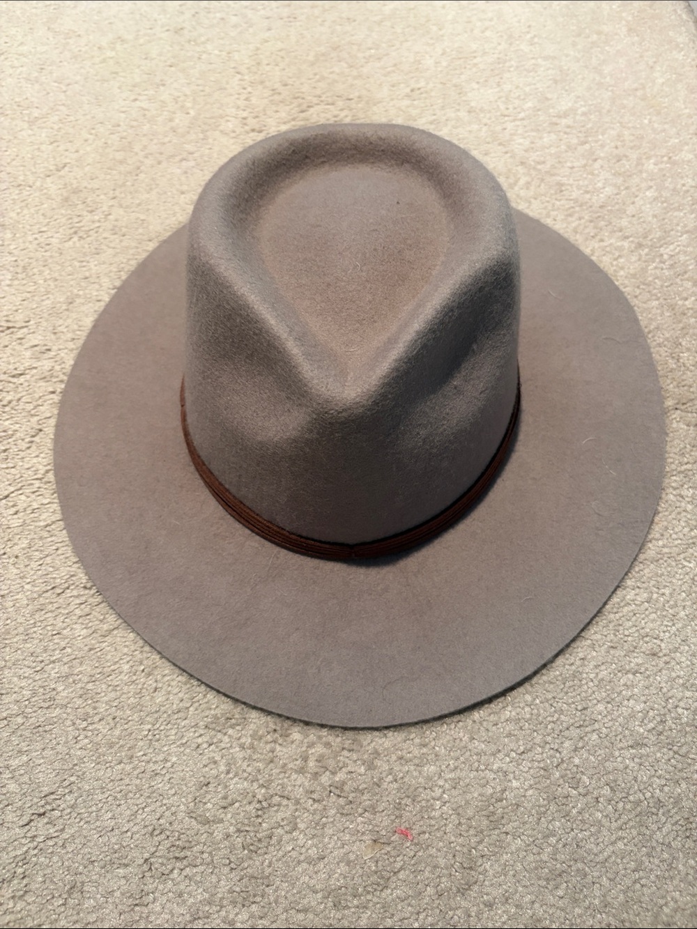 Lucky Brand Felt Fedora in Light Brown with Black Trim
